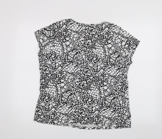 Authentics Womens Black Animal Print  Basic T-Shirt Size 18