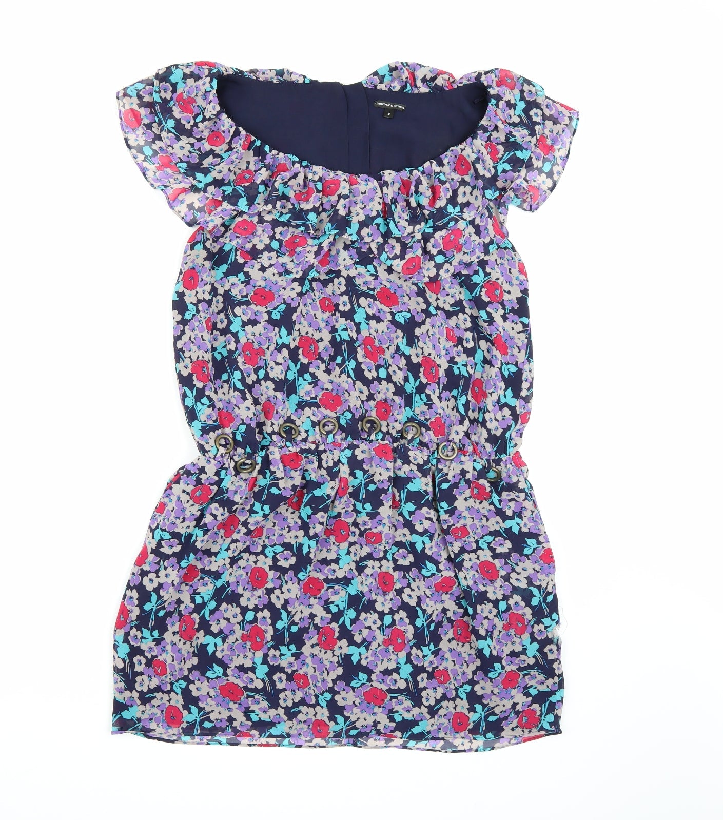 Marks and Spencer Womens Purple Floral Chiffon A-Line  Size 8