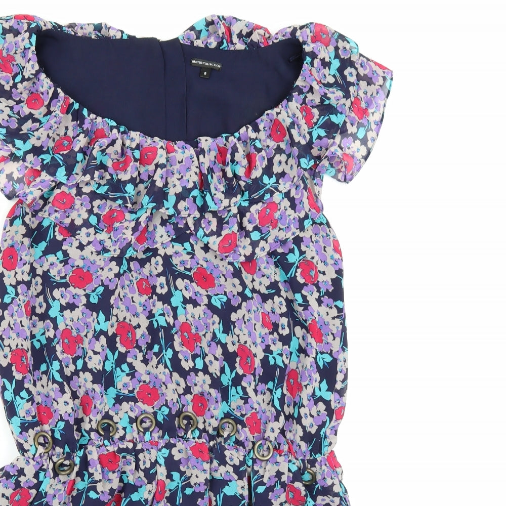 Marks and Spencer Womens Purple Floral Chiffon A-Line  Size 8