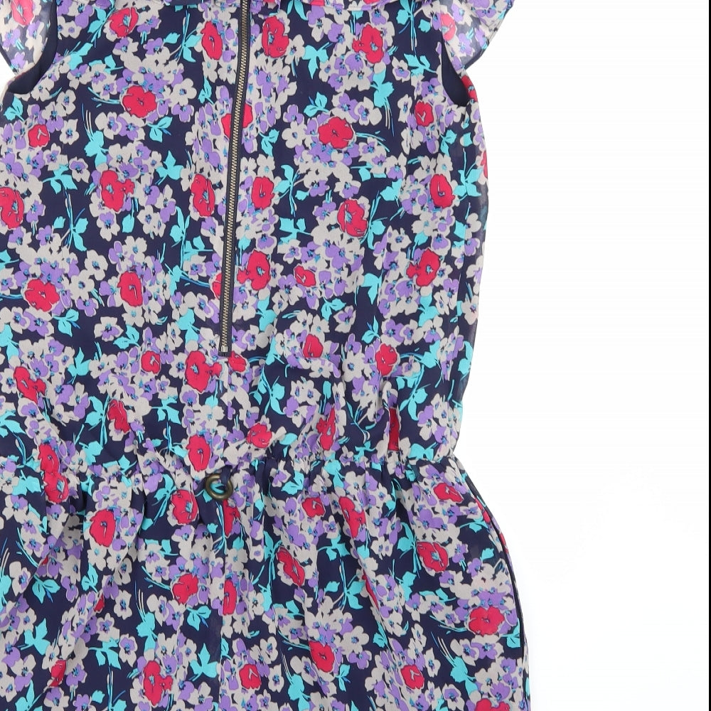 Marks and Spencer Womens Purple Floral Chiffon A-Line  Size 8