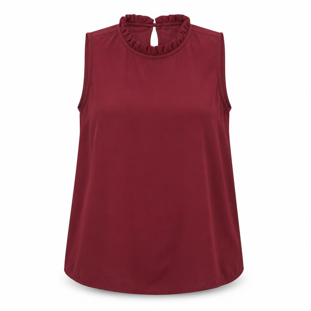 Front view of New Look women’s brown chiffon basic blouse, size UK 8