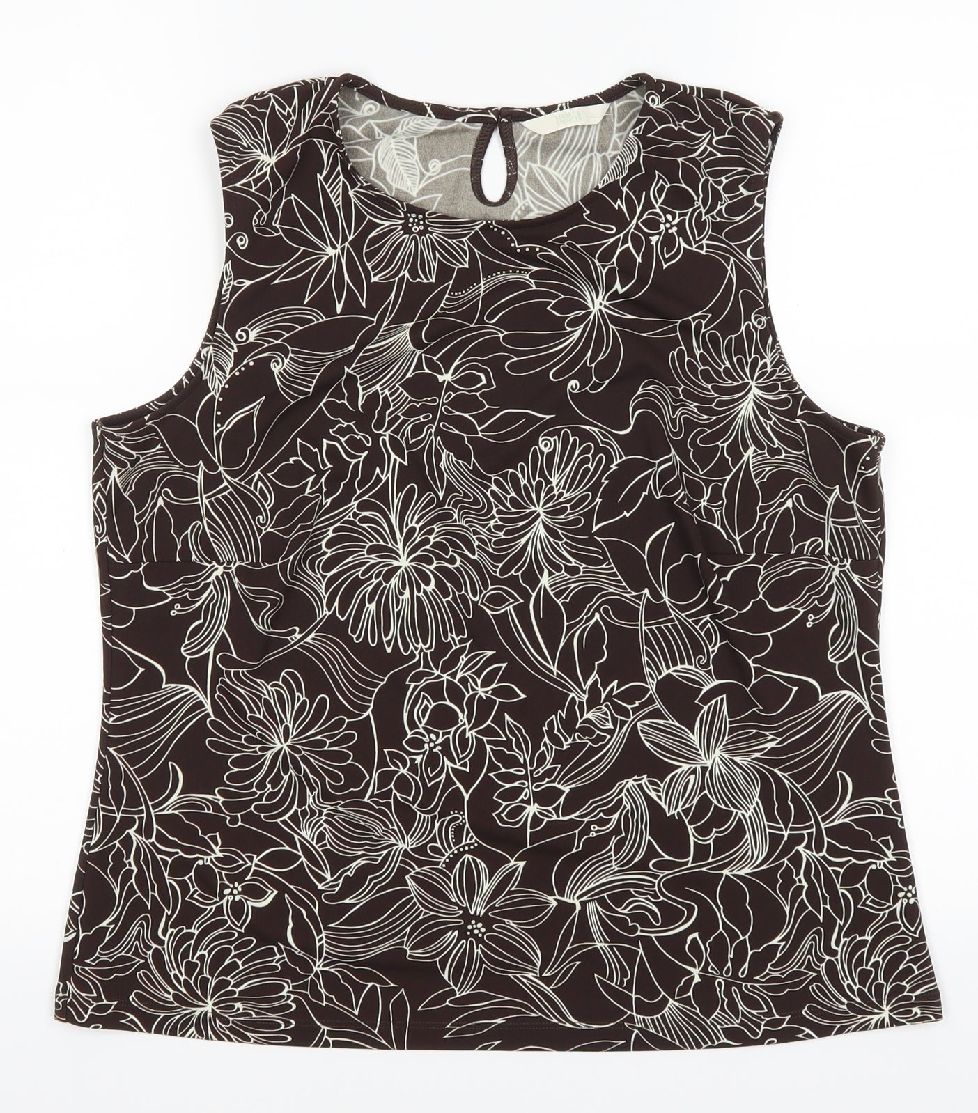 Marks and Spencer Womens Brown Floral  Basic Blouse Size 16