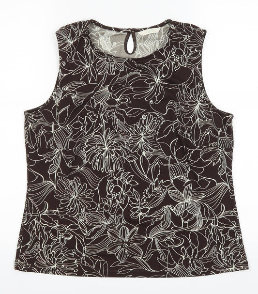 Marks and Spencer Womens Brown Floral  Basic Blouse Size 16