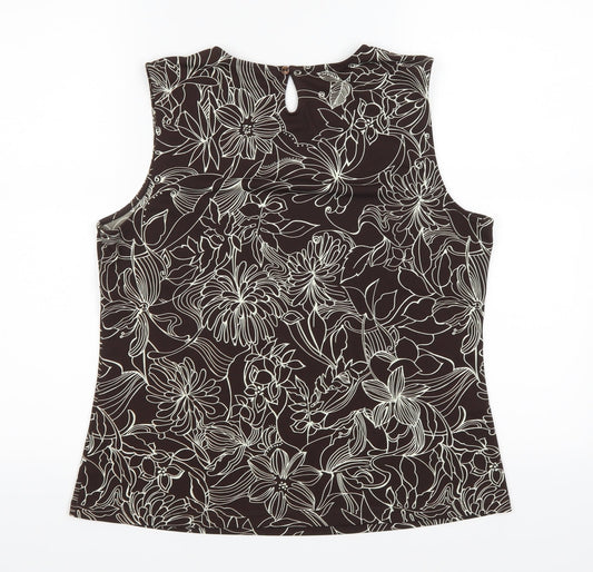Marks and Spencer Womens Brown Floral  Basic Blouse Size 16