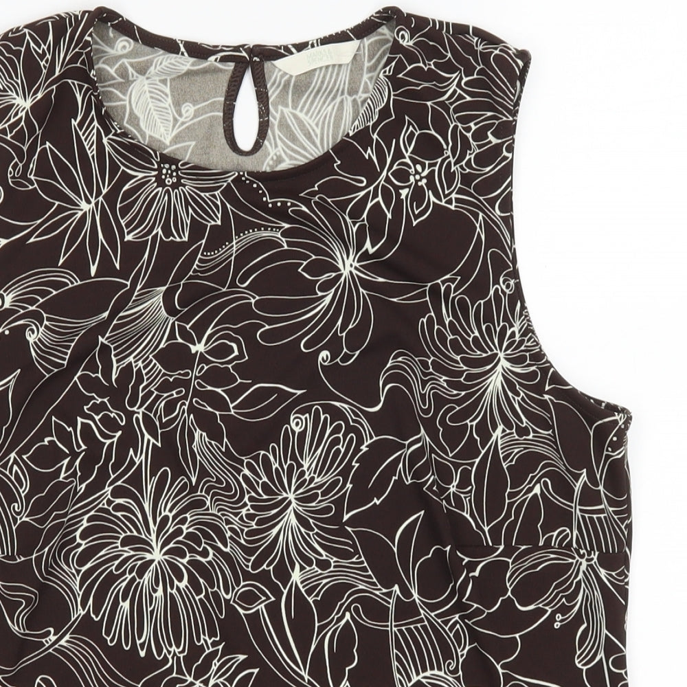 Marks and Spencer Womens Brown Floral  Basic Blouse Size 16