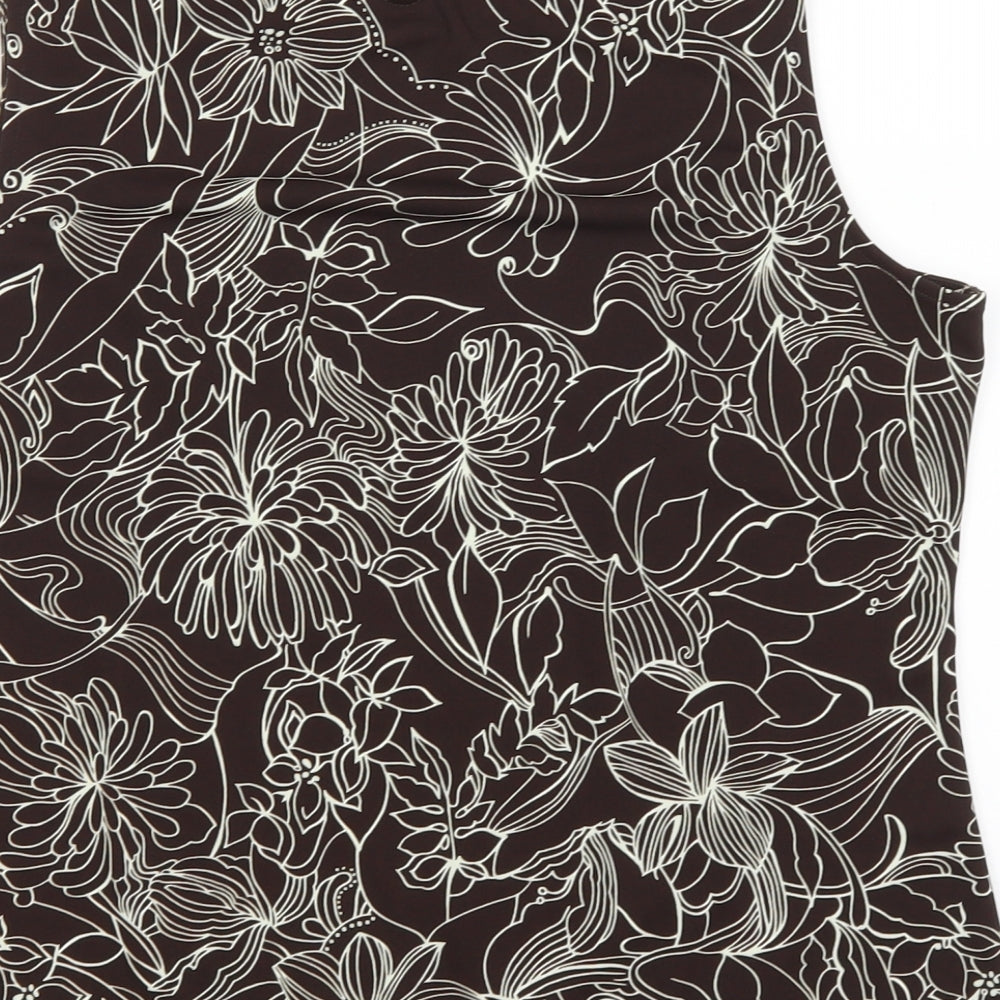 Marks and Spencer Womens Brown Floral  Basic Blouse Size 16