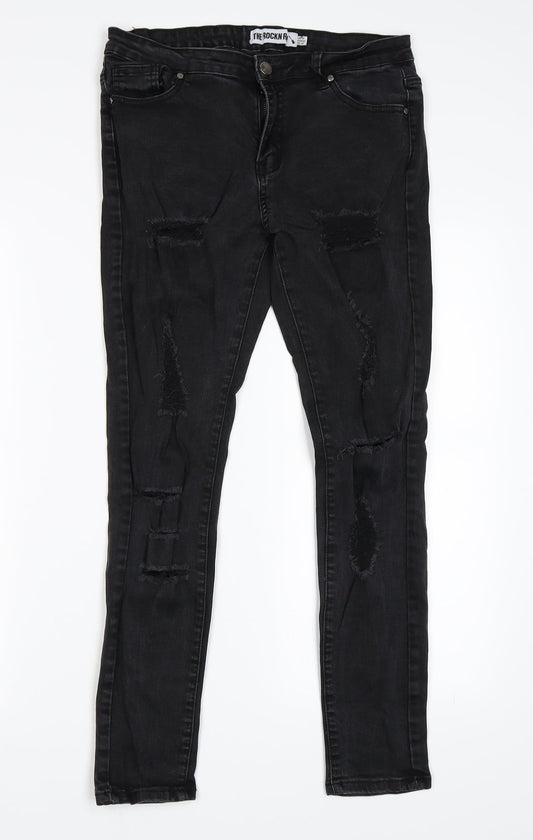 The Rockin Rev Womens Black   Skinny Jeans Size 14 L27 in