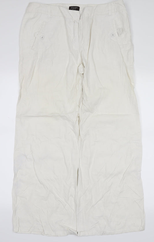 Principles Womens White   Trousers  Size 14 L28 in