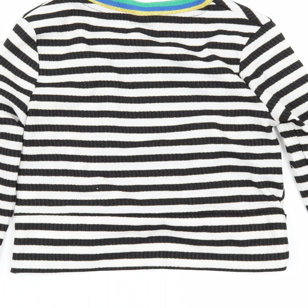 TU Girls White Striped  Basic T-Shirt Size 7 Years