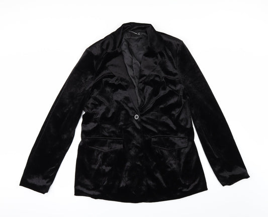 PRETTYLITTLETHING Womens Black  Velour Jacket  Size 8