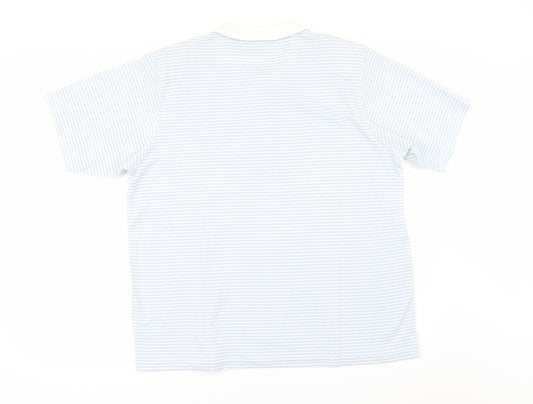 keneth too Womens Blue Striped  Basic Polo Size XL