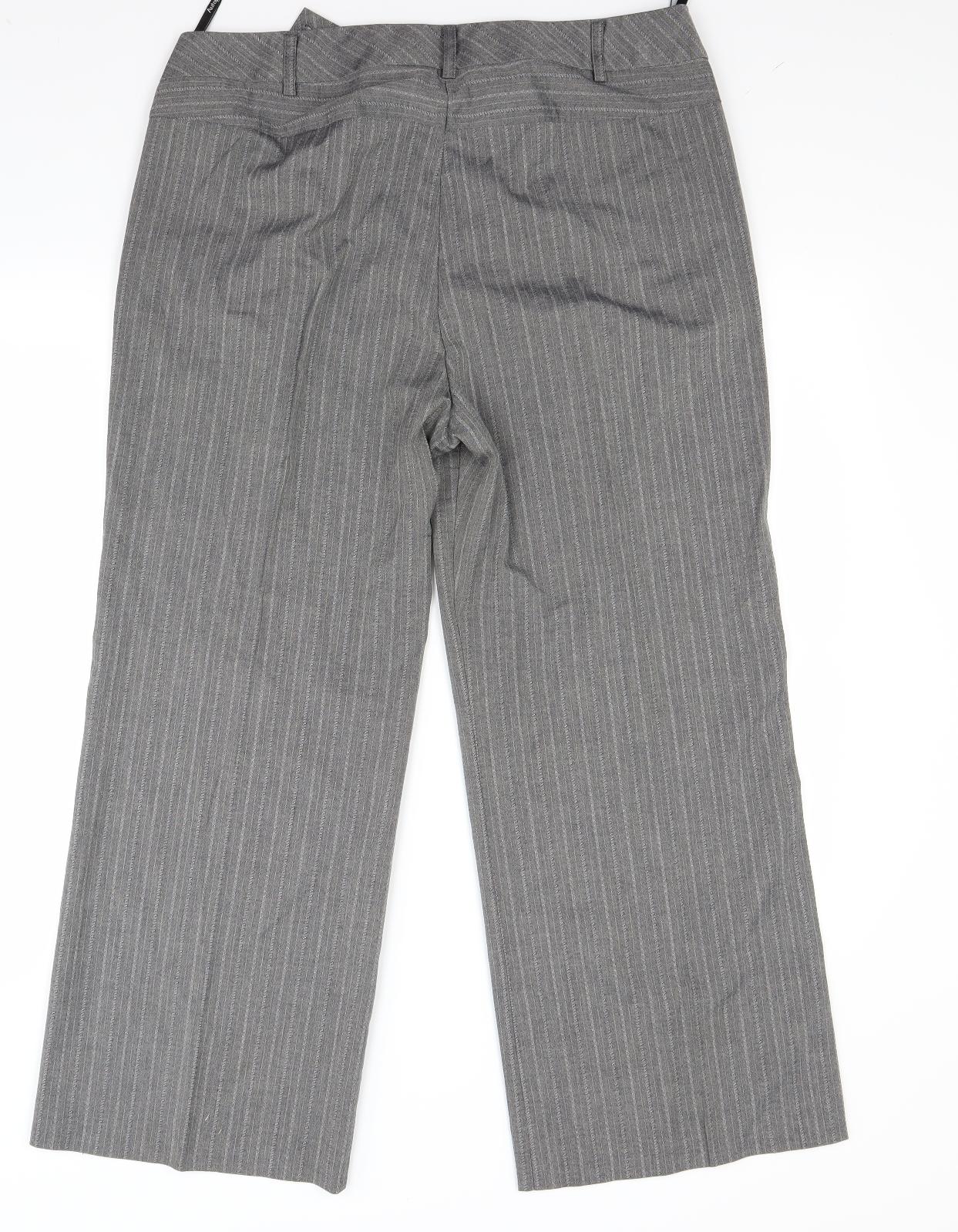 Marks and Spencer Womens Grey Striped  Trousers  Size M L26 in