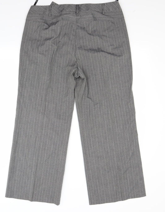 Marks and Spencer Womens Grey Striped  Trousers  Size M L26 in