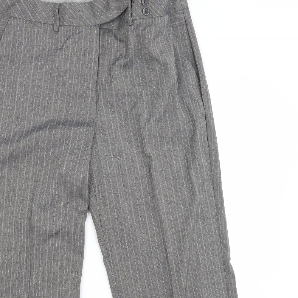 Marks and Spencer Womens Grey Striped  Trousers  Size M L26 in