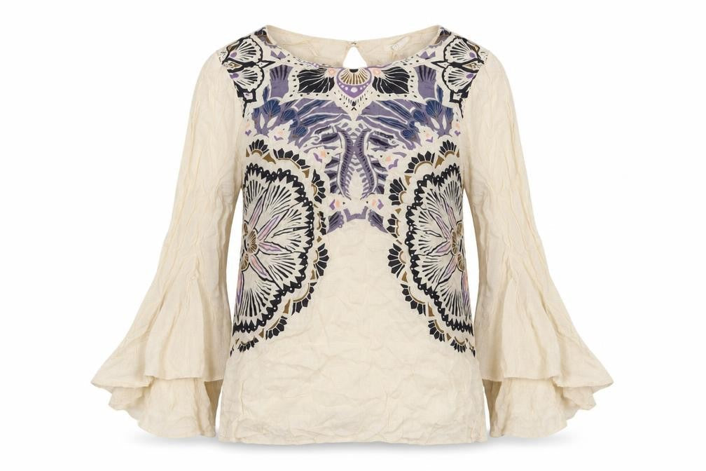 Front view of H&M women’s brown basic blouse, size XS