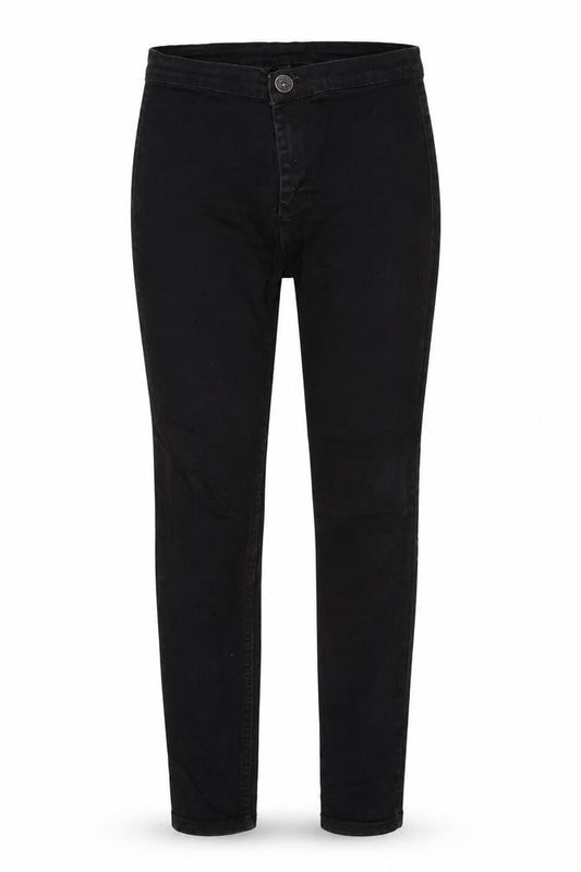 Front view of Miss Poem women’s black denim skinny jeans, size UK 29, in, 27-inch leg