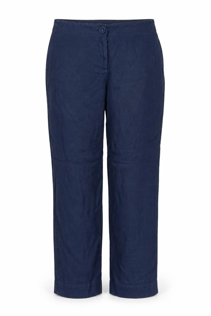 Front view of liz calbri women’s blue trousers, size M, 31-inch leg