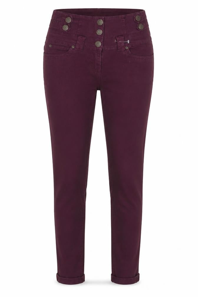 Front view of Select women’s purple straight jeans, size UK 6, 29-inch leg