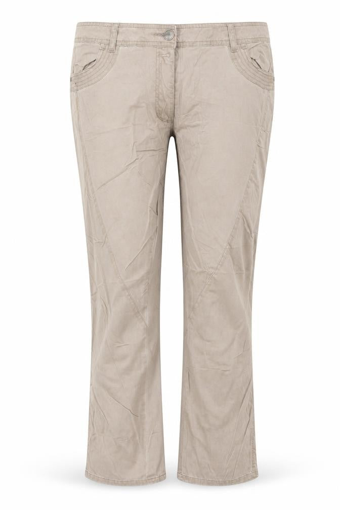 Front view of Gina women’s beige trousers, size UK 14, 23-inch leg