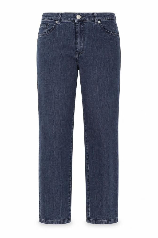 Front view of Malva women’s blue straight jeans, size UK 28, in, 24-inch leg