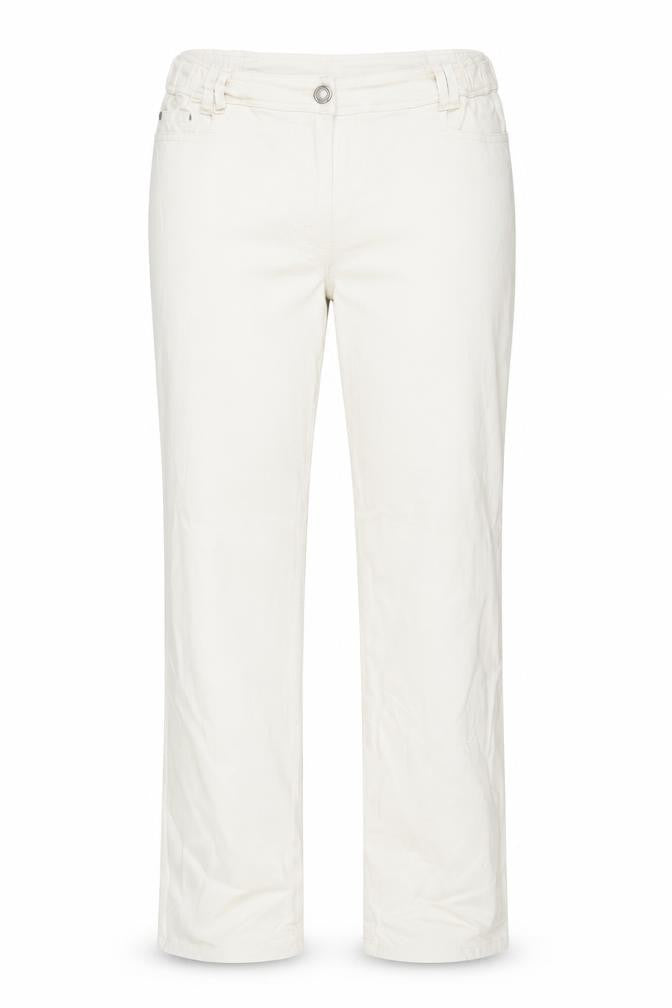 Front view of women’s ivory straight jeans, size UK 30, in, 29-inch leg