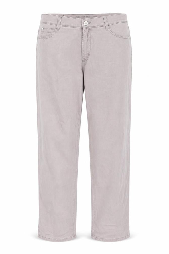 Front view of women’s pink straight jeans, size UK 36, in, 27-inch leg