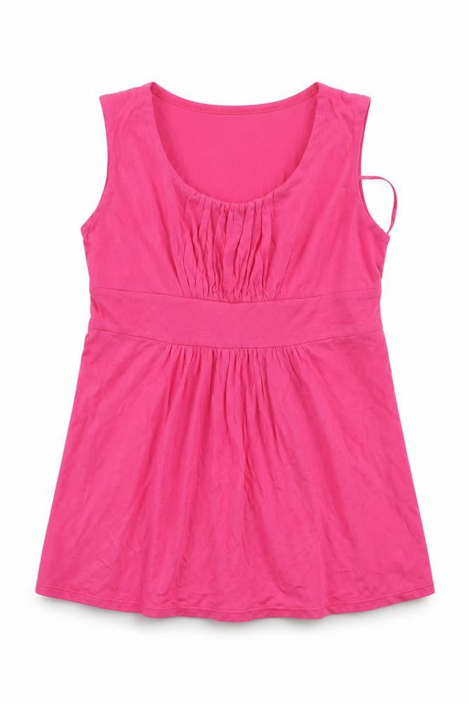 Front view of Sophie girls’ pink jersey basic tank, size 13, years