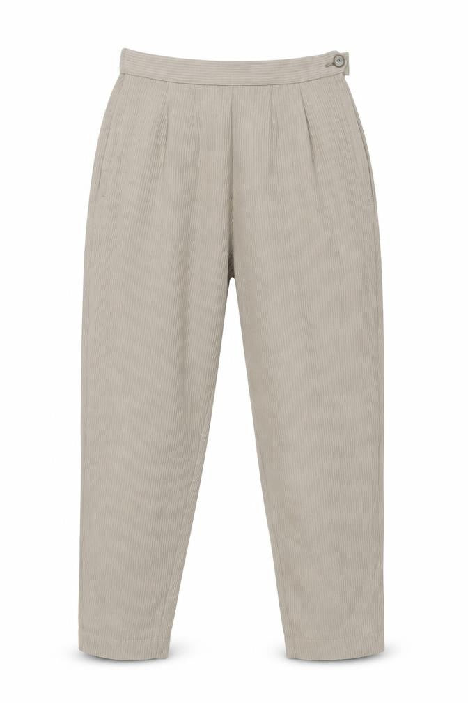 Front view of Preworn women’s beige trousers, size UK 28, in, 28-inch leg