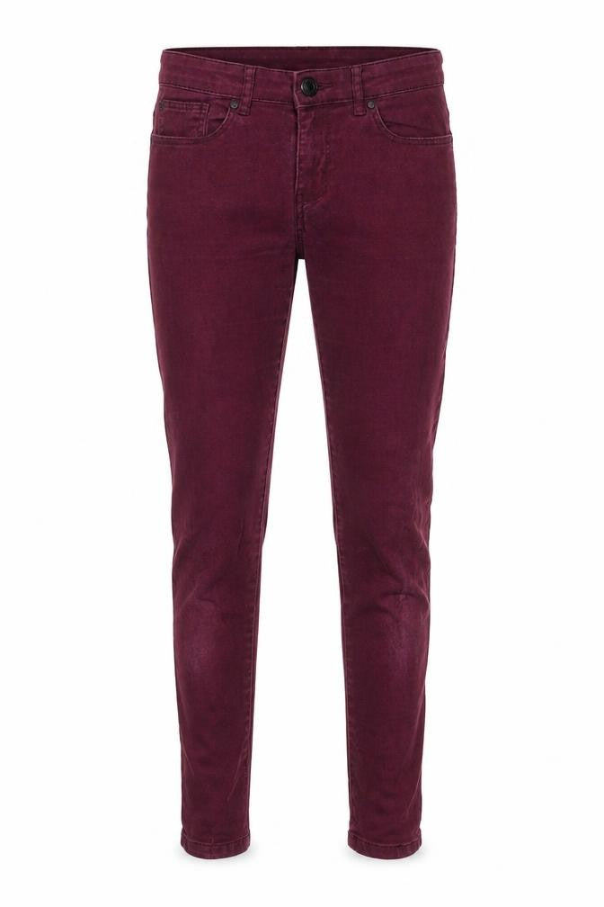 Front view of ESMARA women’s purple denim skinny jeans, size UK 10, 29-inch leg