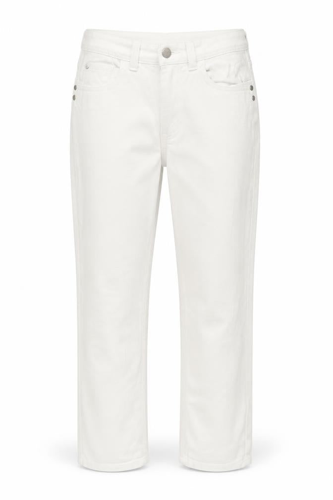 Front view of Tu women’s white denim straight jeans, size UK 8, 27-inch leg