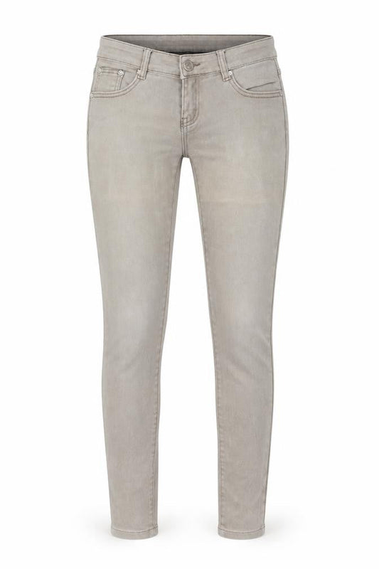 Front view of LD Style women’s brown denim skinny jeans, size UK 10, 28-inch leg