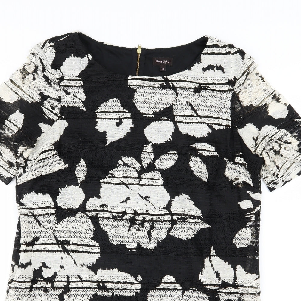 Phase Eight Womens Black Floral  A-Line  Size 14