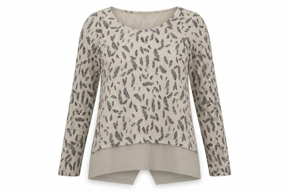 Front view of M&Co women’s brown geometric knit jumper, size UK 10