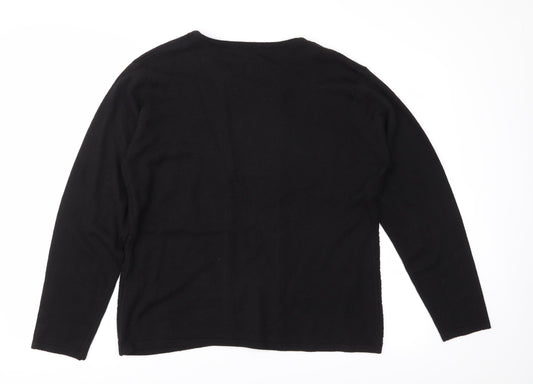 Reflect Womens Black  Knit Pullover Jumper Size L