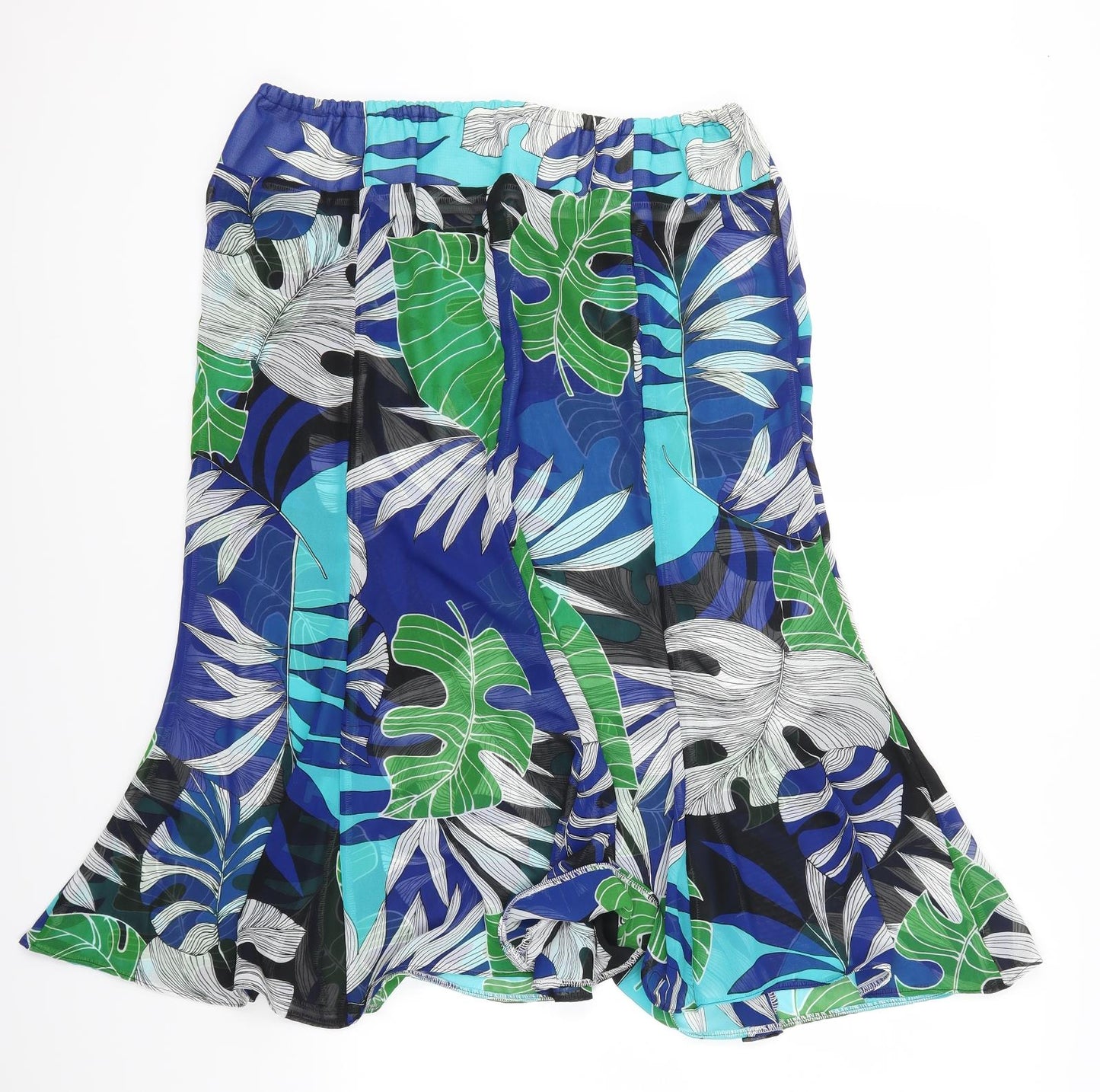 Preworn Womens Blue Floral  Trumpet Skirt Size 32 in  - Leaves