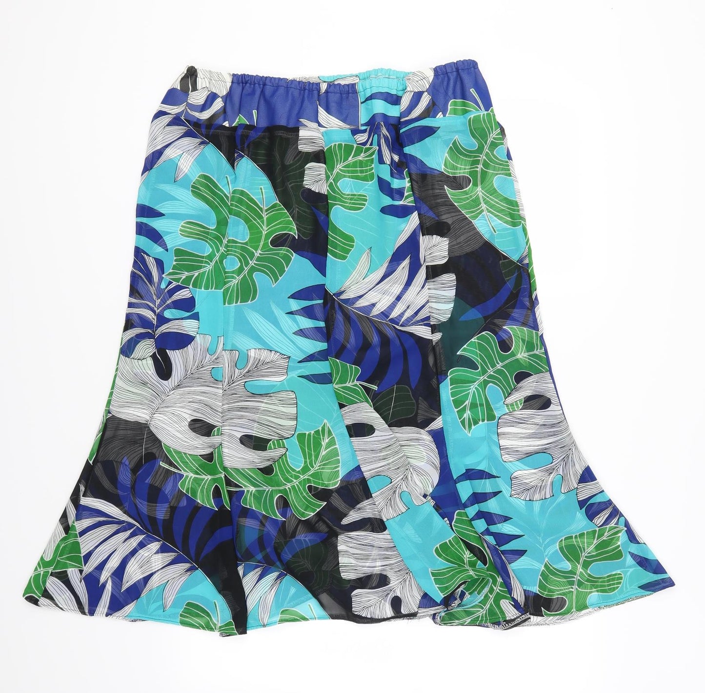Preworn Womens Blue Floral  Trumpet Skirt Size 32 in  - Leaves