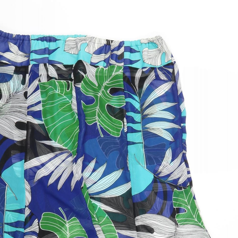 Preworn Womens Blue Floral  Trumpet Skirt Size 32 in  - Leaves