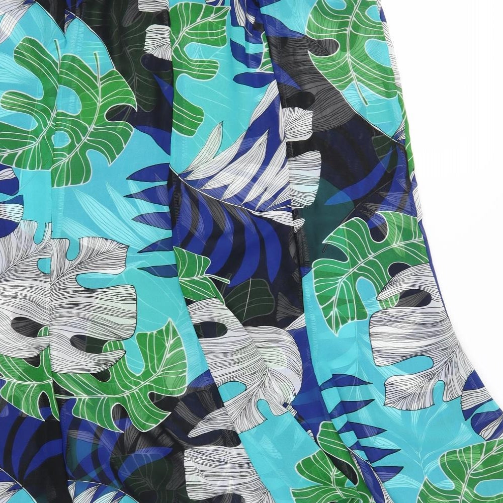 Preworn Womens Blue Floral  Trumpet Skirt Size 32 in  - Leaves