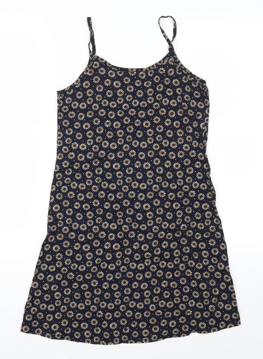 In Sync Womens Blue Floral  Tank Dress  Size S