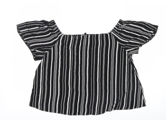 New Look Womens Black Striped  Basic Blouse Size 10