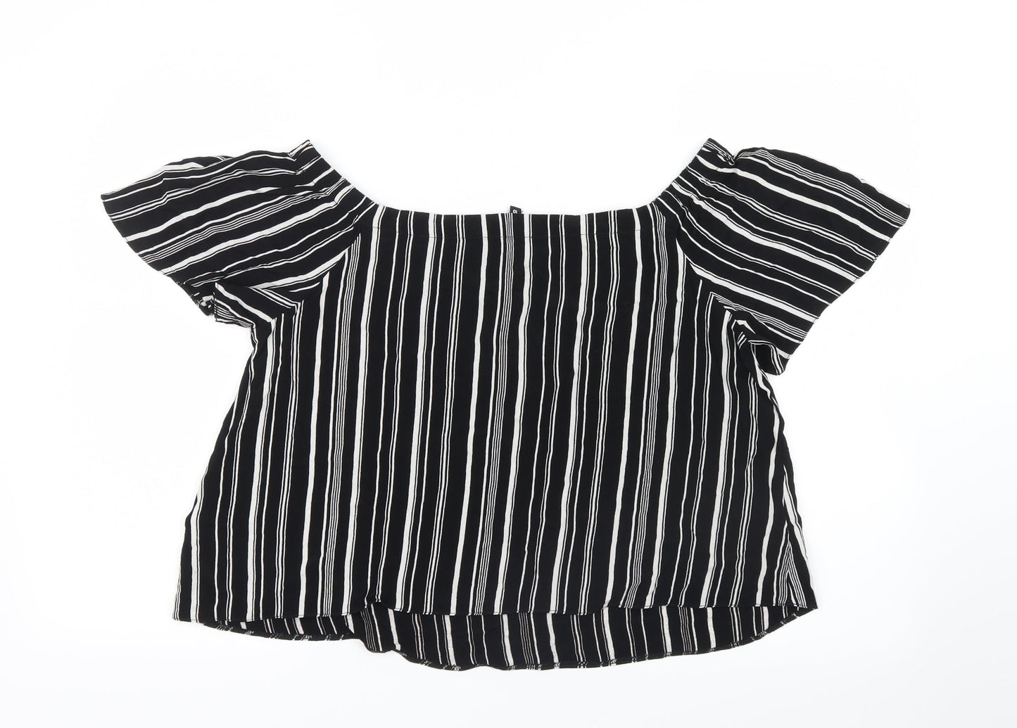 New Look Womens Black Striped  Basic Blouse Size 10