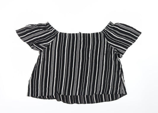 New Look Womens Black Striped  Basic Blouse Size 10