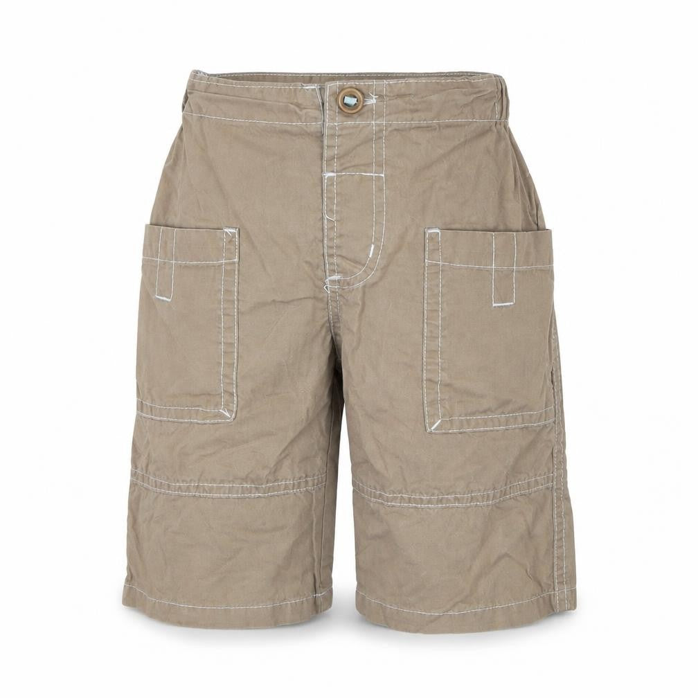 Front view of Early Days boys’ brown cargo trousers, size 12-18, months