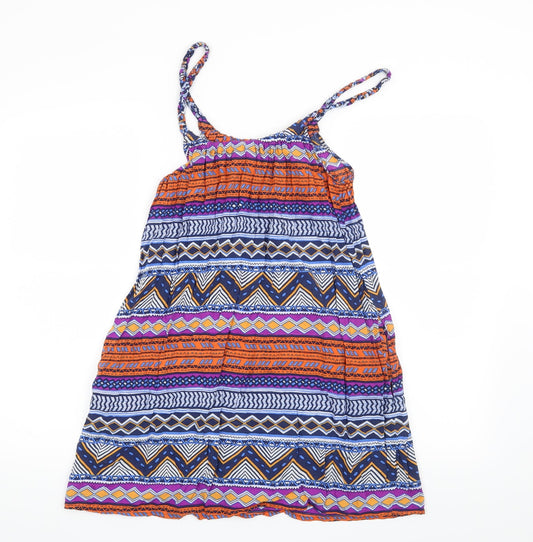 H&M Womens Blue Geometric  T-Shirt Dress  Size 8