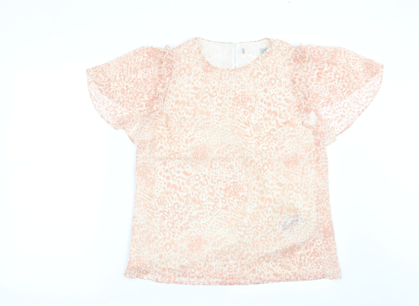 Preworn Womens Pink Animal Print  Basic Blouse Size 10