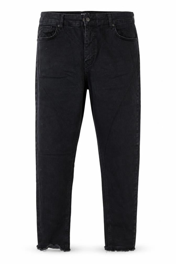 Front view of Even & Odd women’s black straight jeans, size UK 36, 28-inch leg