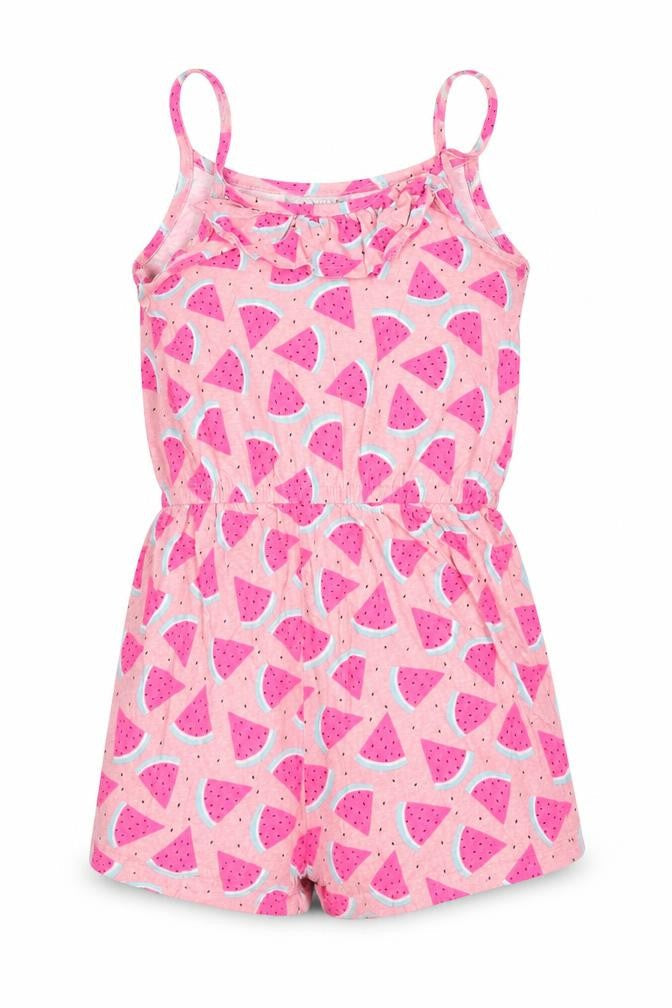 Front view of Primark girls’ pink playsuit one-piece, size 4-5, years