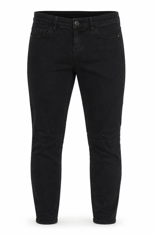 Front view of Denim Co women’s black denim skinny jeans, size UK 8, 29-inch leg