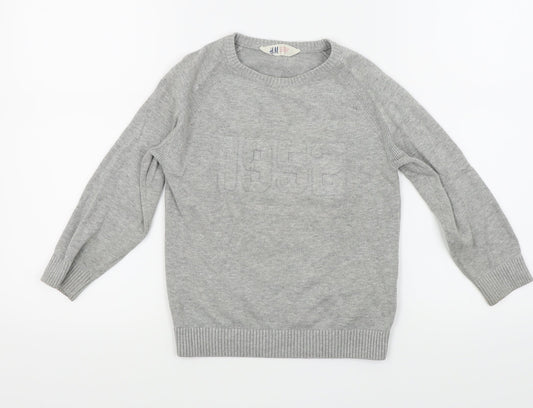 H&M Boys Grey   Pullover Sweatshirt Size 5-6 Years