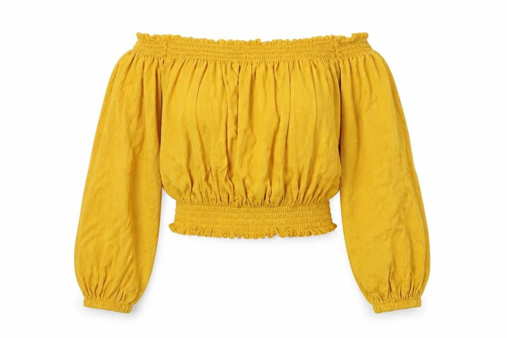 Front view of Divided women’s yellow cropped t-shirt, size L